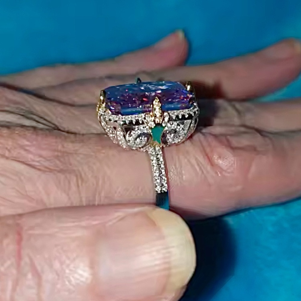 Beautiful Oversized Genuine Sterling Silver S925 Cocktail Ring